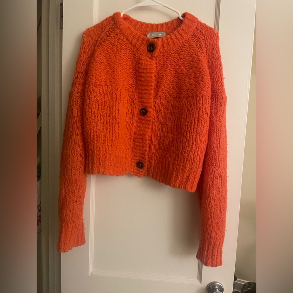 Everlane orange cardigan